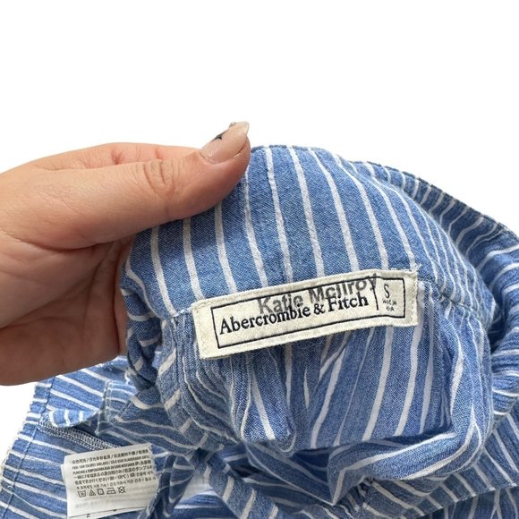 Abercrombie & Fitch SMALL Blue Striped Ruffle Tie Back Boho Tank Top - Picture 5 of 6